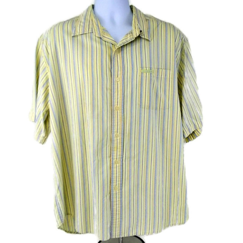 US Polo Assn Men's Shirt Yellow Stripe Short Sleeve Casual Top Size X-Large